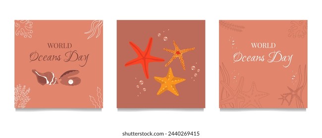World Ocean Day. A set of World Ocean Day postcards.	