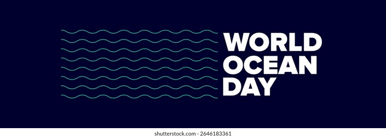 World OCEAN Day Simple Blue Drop neon style Illustration on neon blue water Background for Environmental Awareness and Sustainable Resource Use. Neon World ocean day banner design template