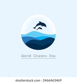 Diseño simple del día mundial del océano, conveniente para la tarjeta de felicitación, póster, Anuncio
