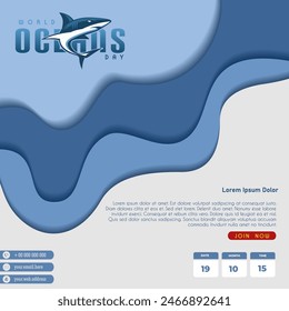 World Ocean Day Einfaches Design, geeignet für Grußkarte, Poster, Banner