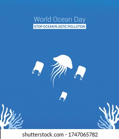 world ocean day. stop plastic pollution