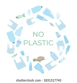 World ocean day, stop plastoc pollution, ecology water protection on white background with marine life on white background
