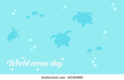 World ocean day with turtle