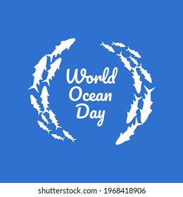 world ocean day vecter concept on blue bacground.