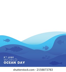 world ocean day wave style with fish background