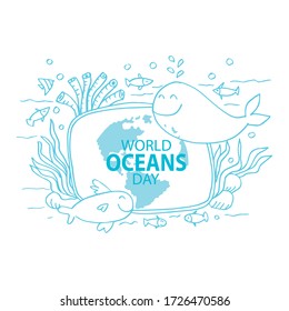 World ocean day with whale