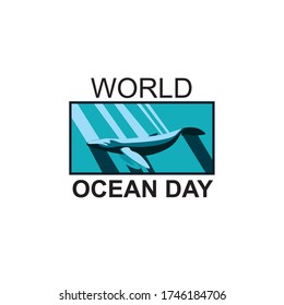 
World Ocean Day with a whale. Vector illustration in flat style
