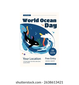 World ocean flyer poster template design