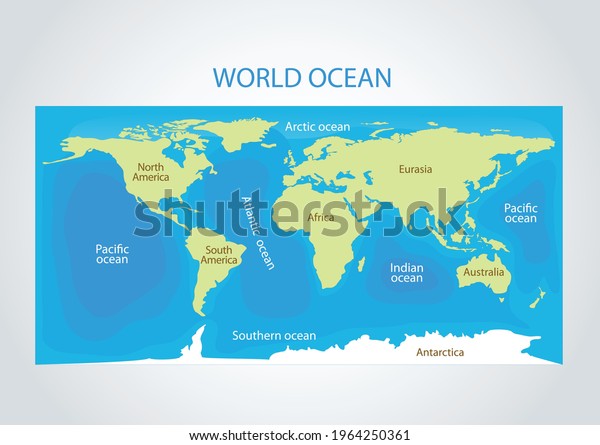 World Ocean Map Good Children Education Stock Vector (Royalty Free ...