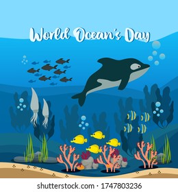 World Oceans Day 8 June 2020 Illustration