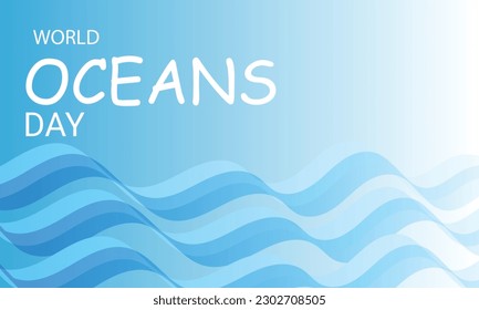 Día mundial de los océanos. fondo, banner, tarjeta, afiche, plantilla. Ilustración vectorial.