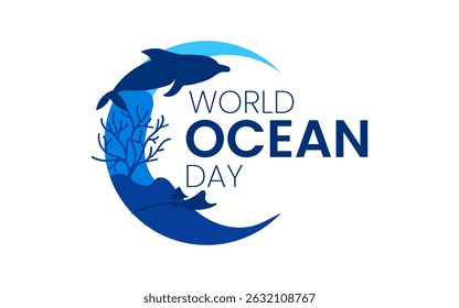 World oceans' day background, celebrated every year on June 8th. Poster Design ocean's day. Save ocean. Ocean life vector