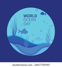 World oceans' day background concept vector illustration. 8th June, ocean's day. Save ocean. Ocean life vector.