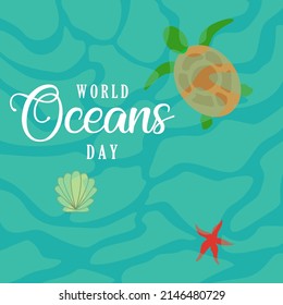 World oceans day background. Realistic wavy water. Vector Illustartion.