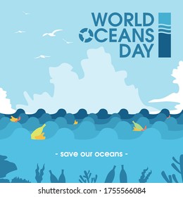 World Oceans Day background vector