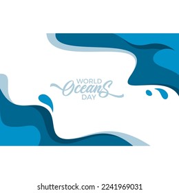 World Oceans Day Background. Wave Abstract Vector Design