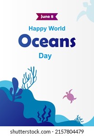 world oceans day banner, poster vector. simple and flat design