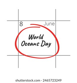 World oceans day, calendar date.