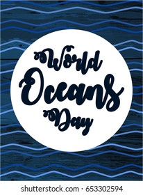 World Oceans Day card or background. vector illustration.