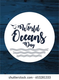 World Oceans Day card or background.vector illustration.