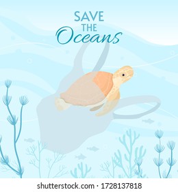 World Oceans Day Card Vector illustration. Help protect, and conserve world oceans, water, ecosystem.