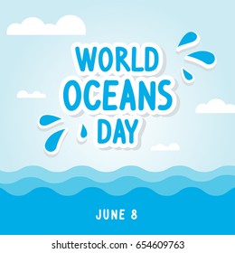 World Oceans Day Card Vector illustration