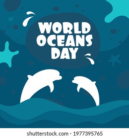 World Oceans Day Concept Dolphin Silhouette Stock Vector (Royalty Free ...