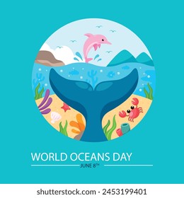 World oceans day concept Help to protect animals and the environment underwater 