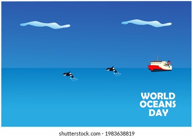 world oceans day concept. illustration vector