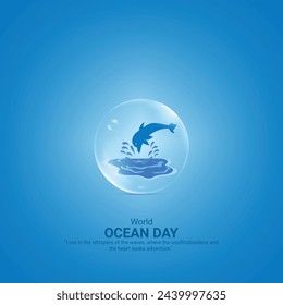 World Oceans Day. World Oceans Day creative ads design. Jun 8. poster, banner vector illustration,3D