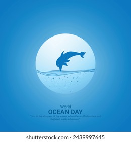 World Oceans Day. World Oceans Day creative ads design. Jun 8. poster, banner vector illustration,3D
