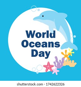 World Oceans Day Cute Dolphin