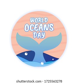 World Oceans Day design in bubble isolated in white background.