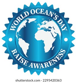 world oceans day design, round badge, poster, label, emblem, logo, seal, tag, stamp, world ocean day quotes, tshirt design, vintage, retro vector illustration background