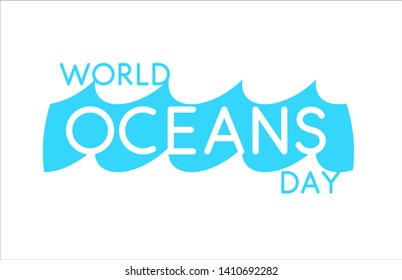 World Oceans Day design template. Ocean health protect graphic symbol. Nature care logo. Environment planet Isolated vector illustration.