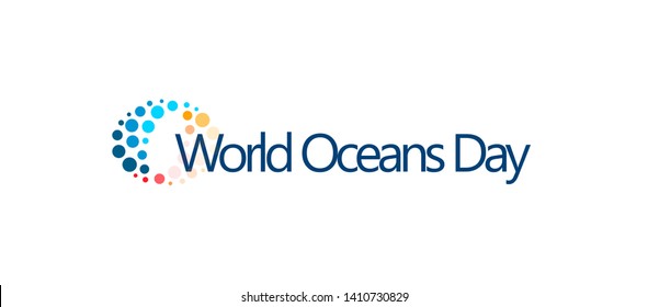 World Oceans Day design template. Ocean health protect graphic symbol. Nature care logo. Environment planet Isolated vector illustration.