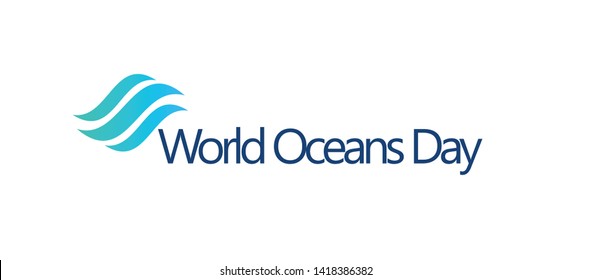World Oceans Day design template. Ocean health protect graphic symbol. Nature care logo. Environment planet Isolated vector illustration.