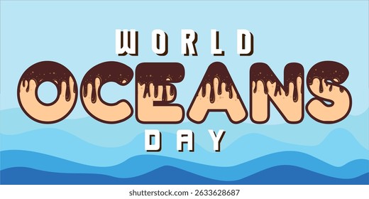 World oceans day design with turtle. Sea turtle trapped in plastic celebrating world ocean day