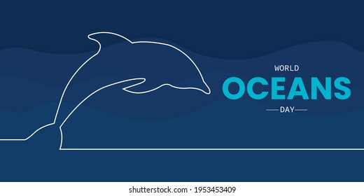 World Oceans Day With Dolphin Line