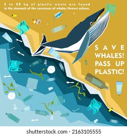 World Oceans Day, World Environment Day, Earth Day, World Maritime Day Concept Vector Illustration. Stop Plastic Pollution. Keep The Oceans Clean. Save The Marine Life. Stop Creating Trash Mutants