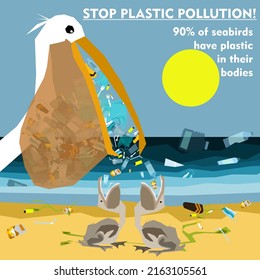 World Oceans Day, World Environment Day, Earth Day, World Maritime Day Concept Vector Illustration. Stop Plastic Pollution. Keep The Oceans Clean. Save The Marine Life. Stop Creating Trash Mutants