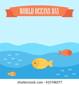 World oceans day flat design vector illustration.
