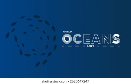 World Oceans Day. holiday concept, Perfect for background, banners, cards, posters, and  social media design with text inscription and classic color for a professional look