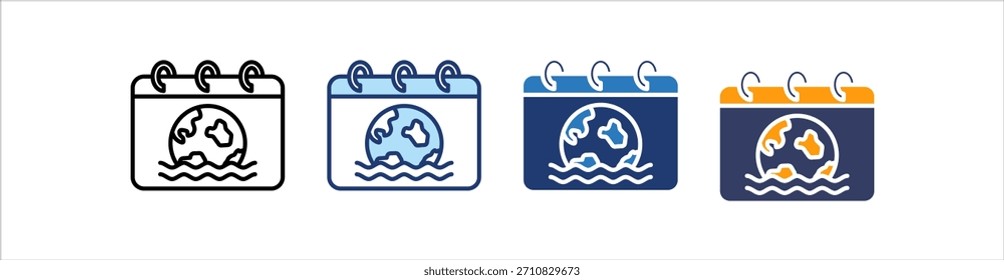 World Oceans Day Icon Set Multiple Style Collection