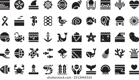 World oceans day icons High-Quality Vector Icons Collection with Editable Stroke. Ideal for Professional and Creative Projects.