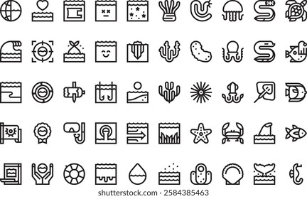 World oceans day icons High-Quality Vector Icons Collection with Editable Stroke. Ideal for Professional and Creative Projects.