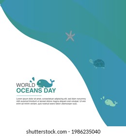 world oceans day illustration banner template. Flat World Oceans Day Banners Set. Holiday dedicated to the protection and preservation of the oceans. Paper cut underwater background with coral reefs.