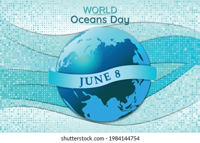 World Oceans Day June 8  Concept Poster Banner vector illustration