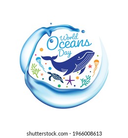 World oceans day logo design template 