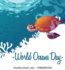 World Oceans Day Sea Animals Poster Stock Vector (Royalty Free ...